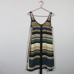 Club Monaco 100% Silk Dress 4 Striped Scoop Neck Sleeveless Casual Party 92